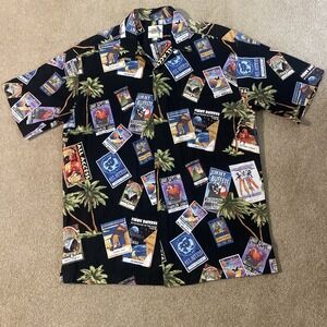 JIMMY BUFFET BUTTON DOWN SHIRT MARGARITAVILLE BACKSTAGE PASS 2000 LARGE